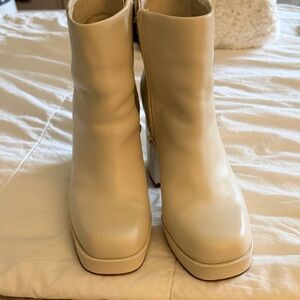 Steve Madden White Ankle Booties